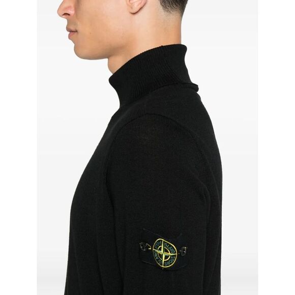 Stone Island Men Ribbed Wool Turtleneck Sweater